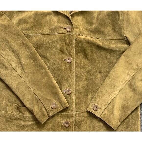 Vintage St. Johns Bay Washable Suede Jacket Blazer Womens MEDIUM Olive Green - Picture 11 of 13